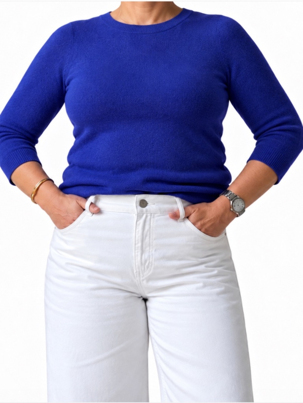 Talbots Woman cashmere pullover sweater L / XL ¾ sleeve round neck purple 6.5oz